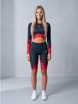 Ženske tajice iznad koljena premium ALTISPORT VOJ/ALW109LEG02 CRVENO-CRNA