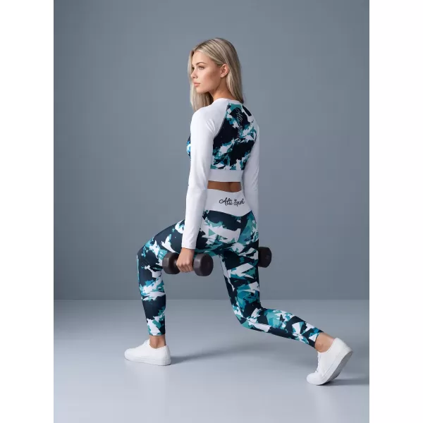  Ženske tajice iznad koljena premium ALTISPORT VOJ/ALW110LEG02 PLAVA I BIJELA 