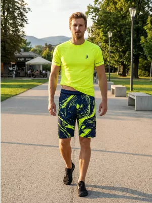 Muške premium funkcionalne kratke hlače ALTISPORT VOJ/ALM071KRA01 TAMNOPLAVA/ŽUTA