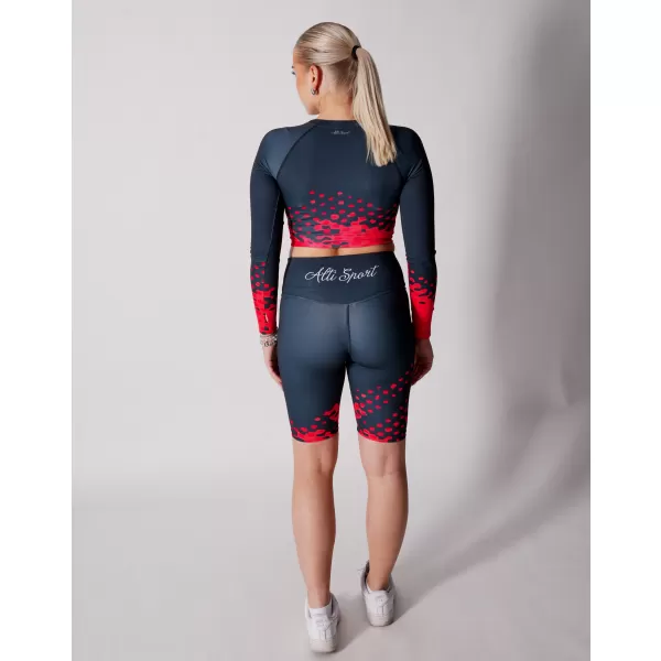  Ženske tajice iznad koljena premium ALTISPORT VOJ/ALW109LEG02 CRVENO-CRNA 