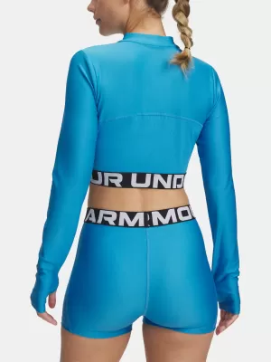Ženska majica kratkih rukava UNDER ARMOUR HEATGEAR RIB 1/4 ZIP LS 1388692-453 PLAVA
