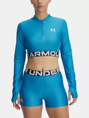 Ženska majica kratkih rukava UNDER ARMOUR HEATGEAR RIB 1/4 ZIP LS 1388692-453 PLAVA