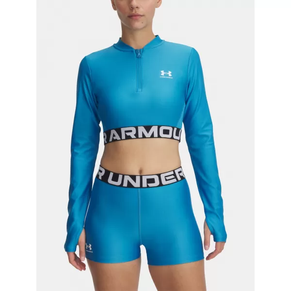  Ženska majica kratkih rukava UNDER ARMOUR HEATGEAR RIB 1/4 ZIP LS 1388692-453 PLAVA 