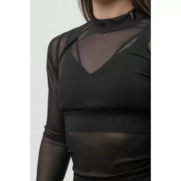  Ženski top s dugim rukavima INTENSE Sheer 847 Gold BLACK/GOLD Nebbia 