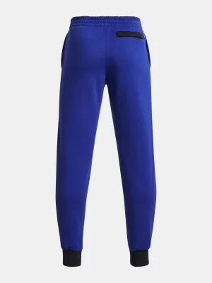 Trenirke za dječake UNDER ARMOUR RIVAL FLEECE SCRIPT JGRS 1379789-400 PLAVA
