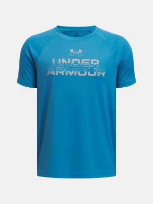 Majica za dječake UNDER ARMOUR TECH SPLIT WORDMARK SS 1383010-452 PLAVA
