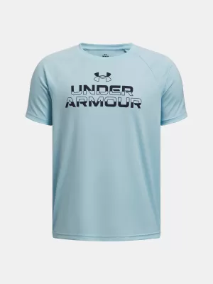Majica za dječake UNDER ARMOUR TECH SPLIT WORDMARK SS 1383010-494 PLAVA