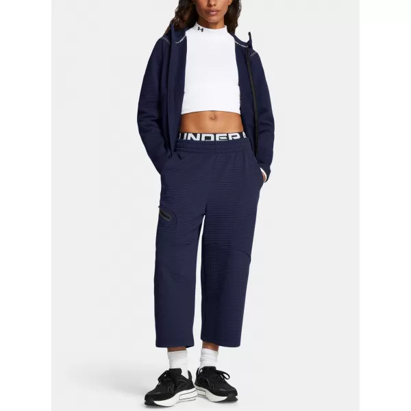  Ženske sportske hlače UNDER ARMOUR UNSTOPPABLE FLC GRID CROP 1386492-410 PLAVA 