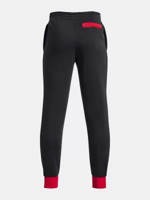 Trenirke za dječake UNDER ARMOUR RIVAL FLEECE SCRIPT JGRS 1379789-001 CRNA