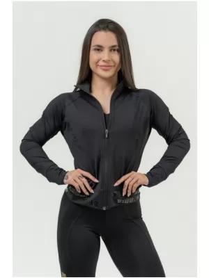 Ženska majica s patentnim zatvaračem INTENSE Warm-Up 833 BLACK Nebbia