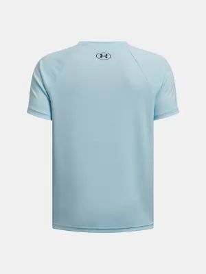 Majica za dječake UNDER ARMOUR TECH SPLIT WORDMARK SS 1383010-494 PLAVA