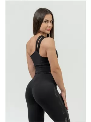 Ženski sportski grudnjak s visokom potporom INTENSE Asymmetric 841 BLACK/GOLD Nebbia