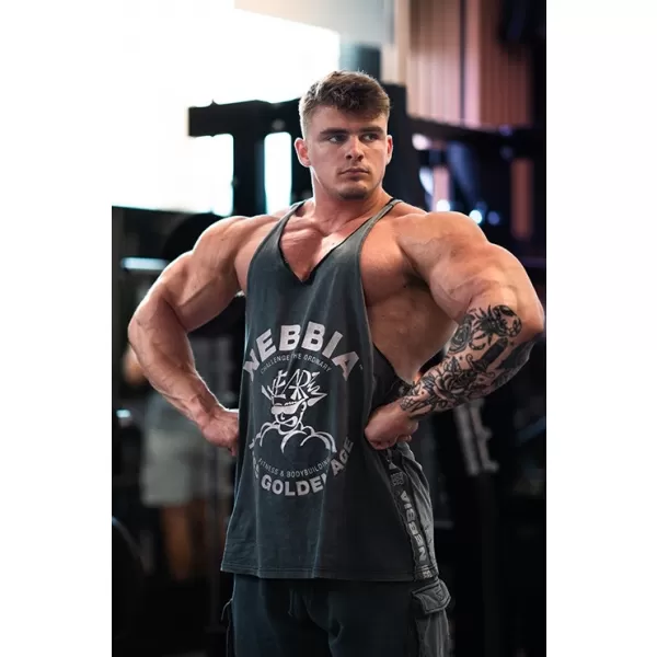 Washed muscle back stringer GOLDEN AGE 791 BLACK Nebbia 