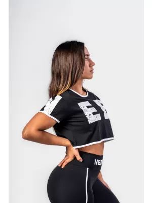 Crop top majica kratkih rukava GAME ON 610 BLACK Nebbia