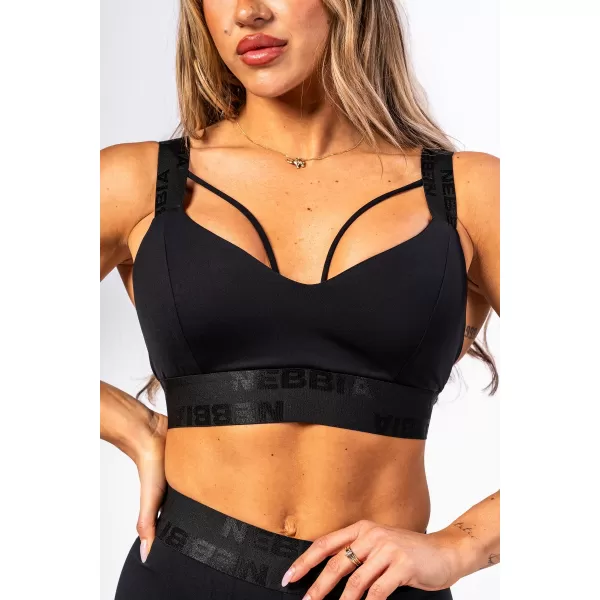  Ženski sportski grudnjak s pojačanjem INTENSE Iconic 844 BLACK Nebbia 