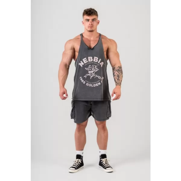  Washed muscle back stringer GOLDEN AGE 791 BLACK Nebbia 