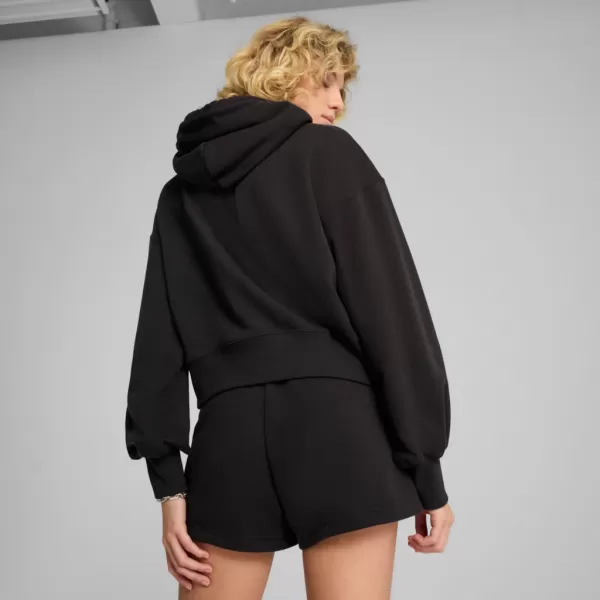  Ženska majica PUMA WARDROBE ESS RELAXED CROPPED HOODIE TR 629746-01 CRNI 