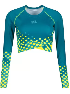 Ženski funkcionalni vrhunski skraćeni top ALTISPORT VOJ/ALW109TR04 SMARAGDNO/FLUO ŽUTA