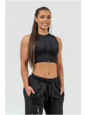 Ženski skraćeni top s visokom potporom INTENSE Mesh 842 BLACK Nebbia