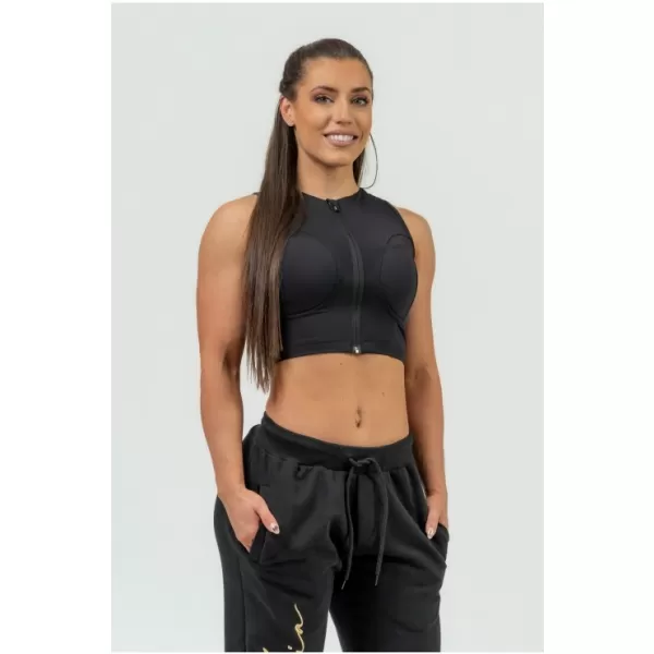  Ženski skraćeni top s visokom potporom INTENSE Mesh 842 BLACK Nebbia 