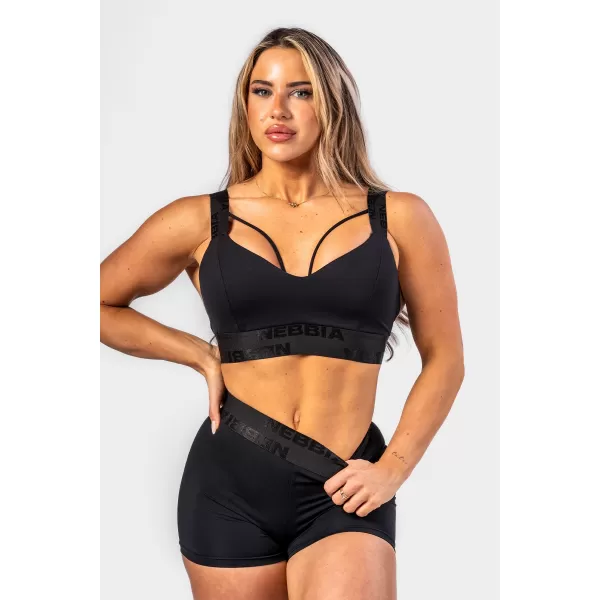  Ženski sportski grudnjak s pojačanjem INTENSE Iconic 844 BLACK Nebbia 