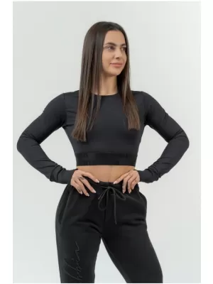 Ženski kratki top s dugim rukavima INTENSE Perform 839 BLACK Nebbia