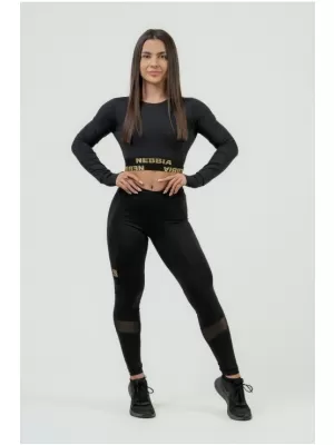 Ženski kratki top s dugim rukavima INTENSE Perform 839 BLACK Nebbia