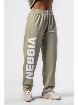 Široke široke trenirke BOYFRIEND STYLE 432 SVIJETLO ZELENA Nebbia