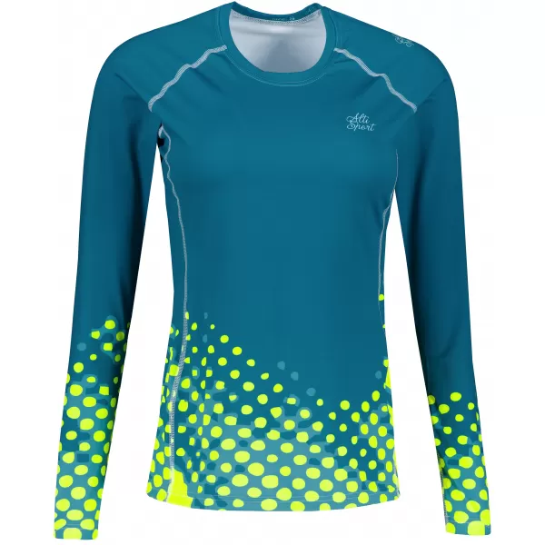  Ženska premium funkcionalna majica dugih rukava ALTISPORT VOJ/ALW109TR03 SMARAGDNO/FLUO ŽUTA 