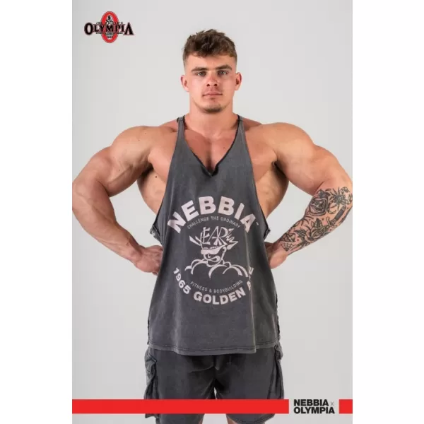  Washed muscle back stringer GOLDEN AGE 791 BLACK Nebbia 
