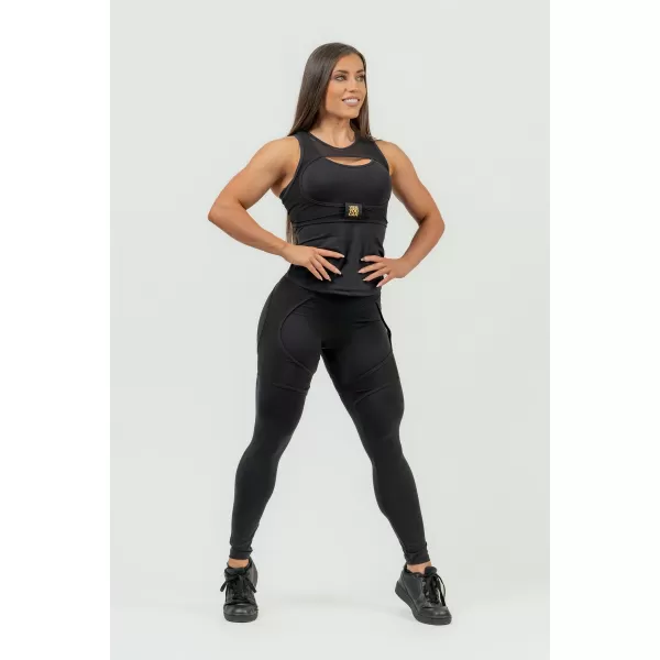  Ženske sportske tajice s mrežicom INTENSE 838 Gold BLACK/GOLD Nebbia 