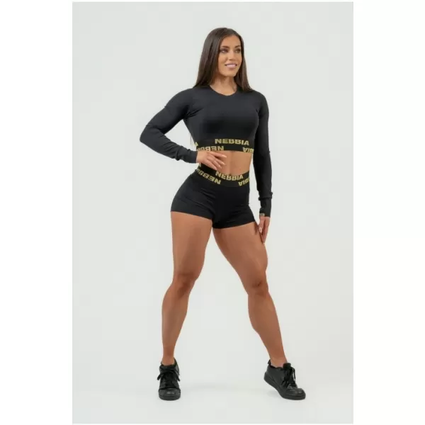  Ženski skraćeni top s dugim rukavima INTENSE Perform 839 BLACK/GOLD Nebbia 