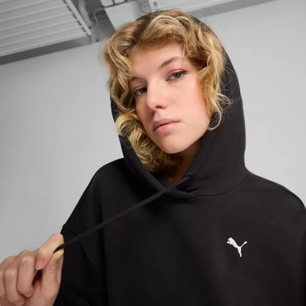  Ženska majica PUMA WARDROBE ESS RELAXED CROPPED HOODIE TR 629746-01 CRNI 