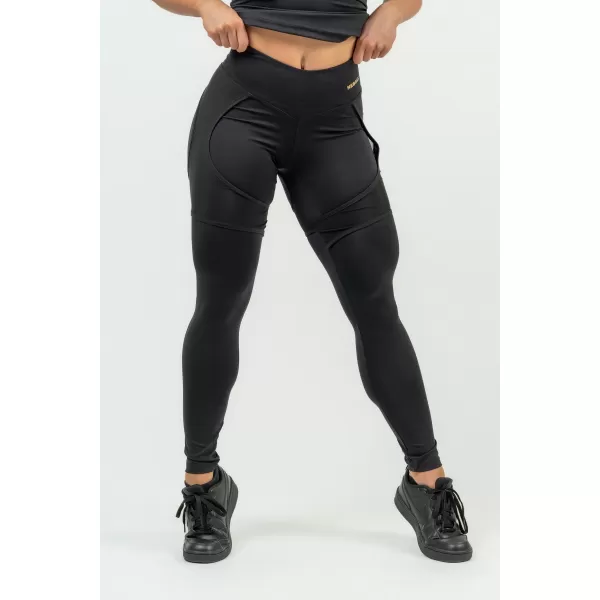  Ženske sportske tajice s mrežicom INTENSE 838 Gold BLACK/GOLD Nebbia 