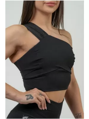 Ženski sportski grudnjak s visokom potporom INTENSE Asymmetric 841 BLACK/GOLD Nebbia