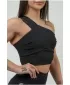 Ženski sportski grudnjak s visokom potporom INTENSE Asymmetric 841 BLACK/GOLD Nebbia